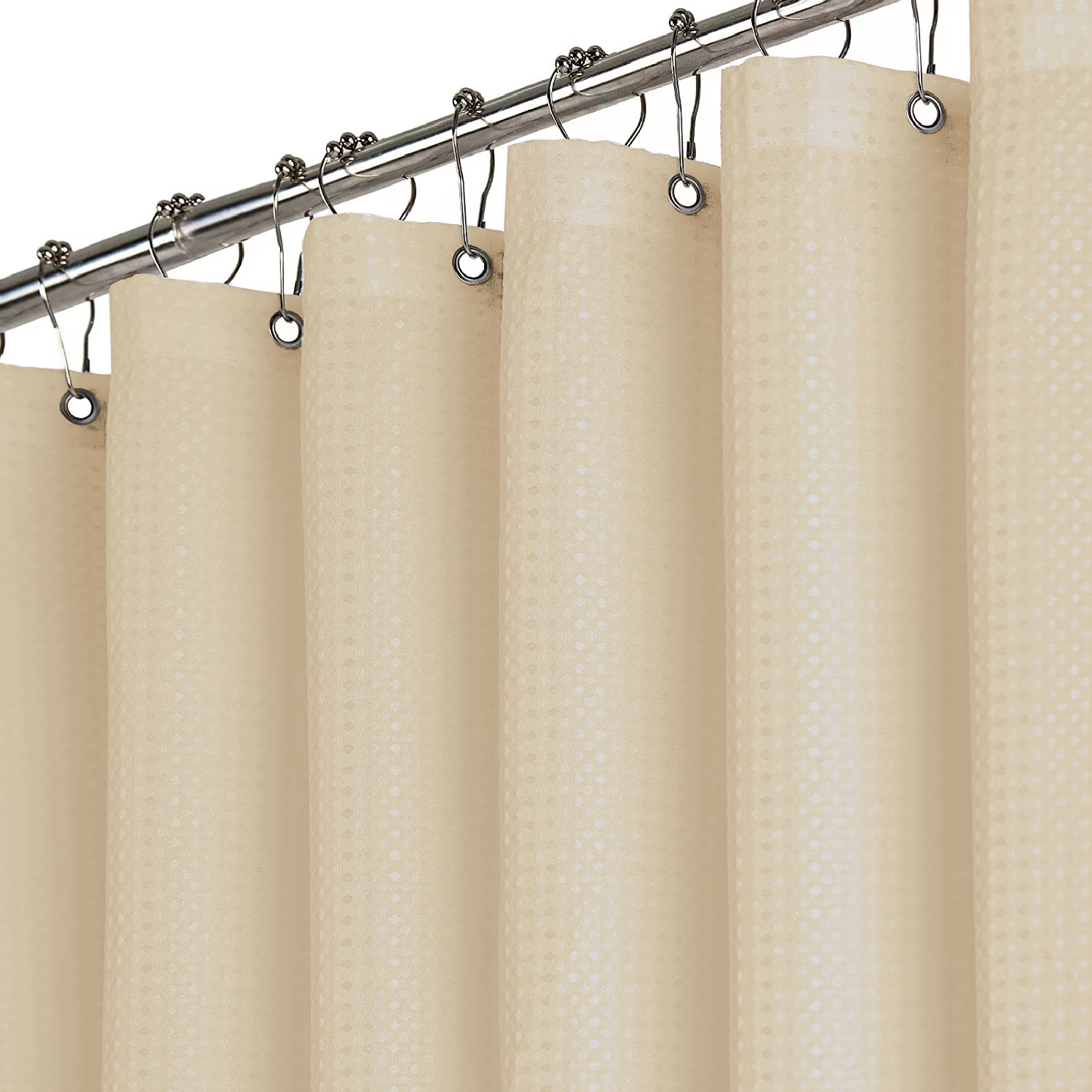 Foto 3 pulgar | Cortina De Baño Con Tejido De Gofre 180 X 180 Cm color Amarillo + Ganchos Acero Inoxidable