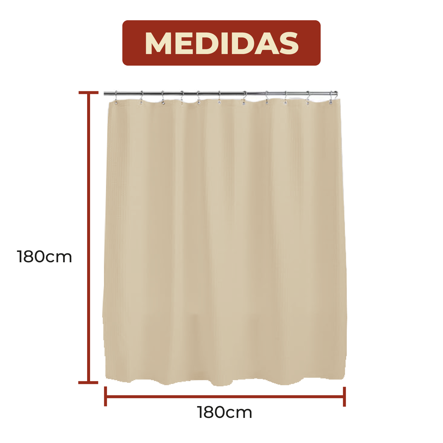 Foto 8 | Cortina De Baño Con Tejido De Gofre 180 X 180 Cm Color Amarillo + Ganchos Acero Inoxidable
