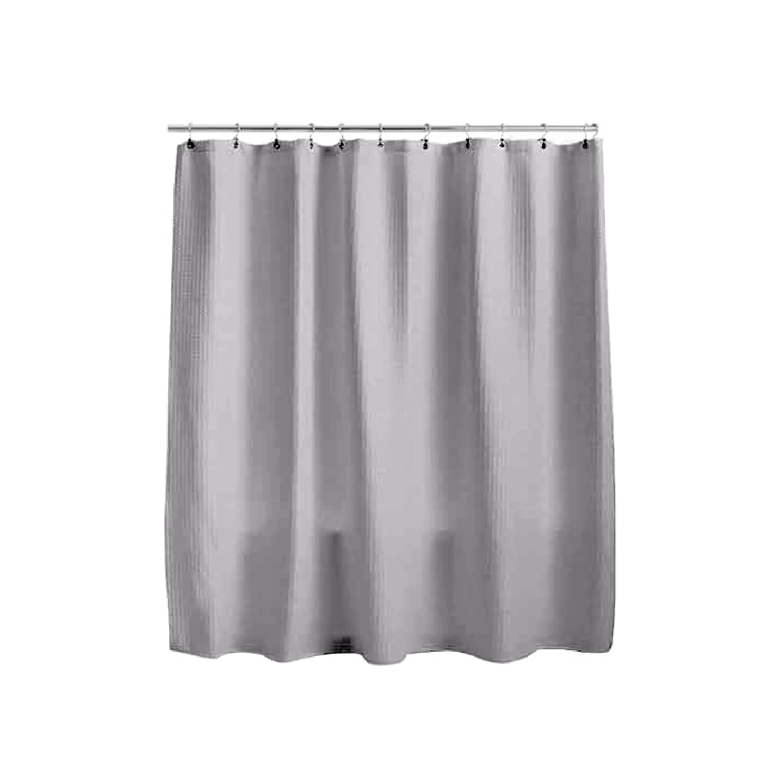 Foto 2 pulgar | Cortina de Baño Con Tejido De Gofre 180 X 180 Cm color Gris + Ganchos Acero Inoxidable