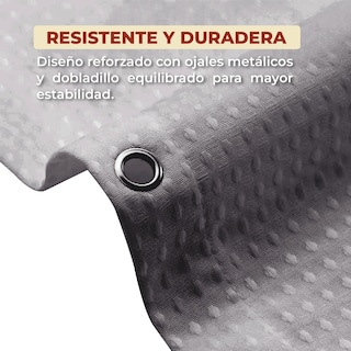 Foto 3 | Cortina de Baño Con Tejido De Gofre 180 X 180 Cm color Gris + Ganchos Acero Inoxidable