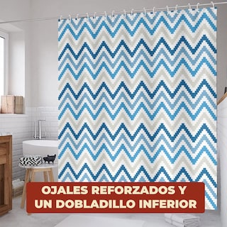 Foto 5 | Cortina De Baño Impermeable 180 X 200 Cm Diseño De Líneas + Ganchos De Acero Inoxidable