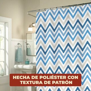 Foto 6 | Cortina De Baño Impermeable 180 X 200 Cm Diseño De Líneas + Ganchos De Acero Inoxidable