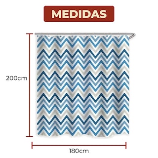 Foto 7 | Cortina De Baño Impermeable 180 X 200 Cm Diseño De Líneas + Ganchos De Acero Inoxidable