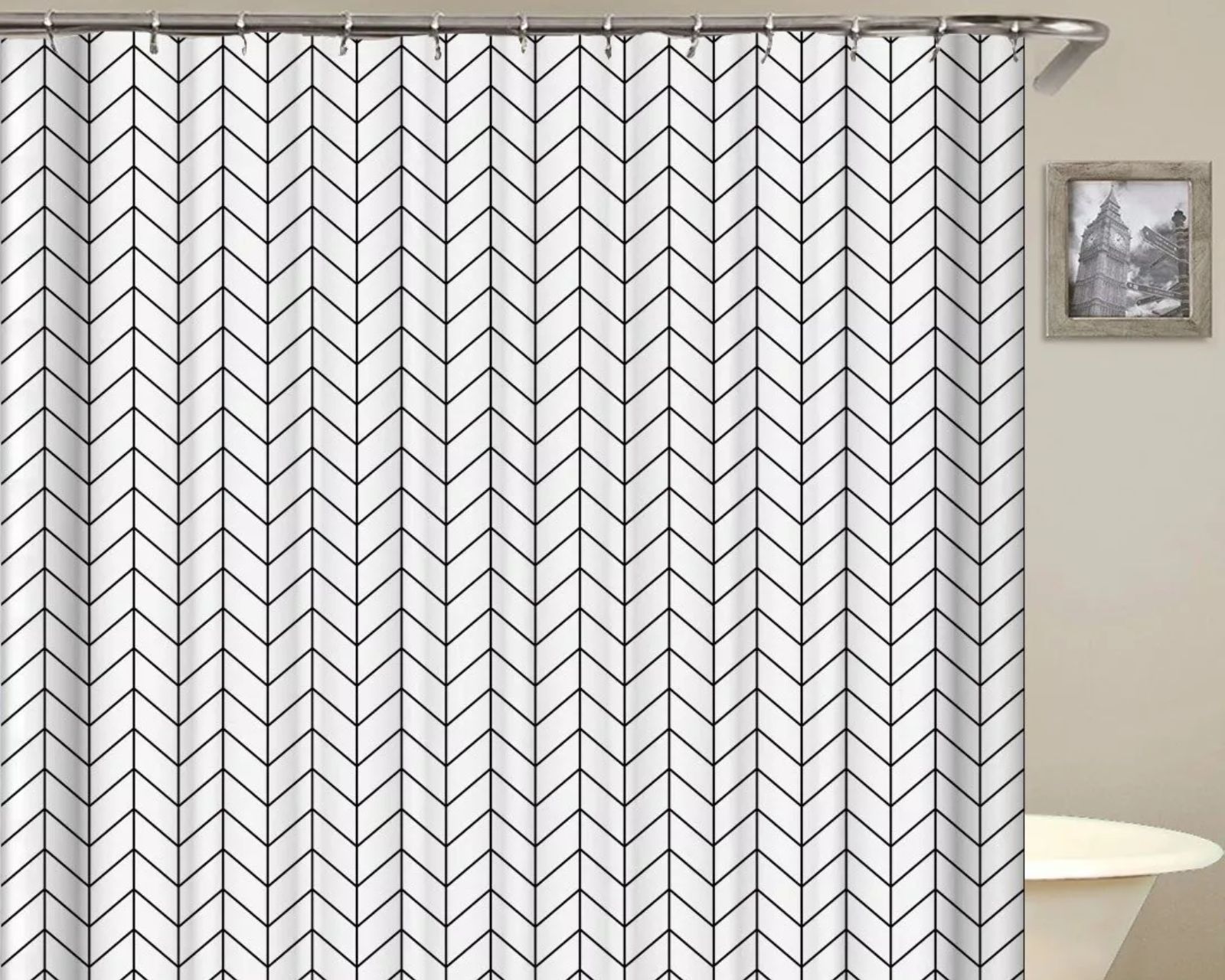 Foto 3 pulgar | Cortina de Baño Impermeable de 180 X 200 cm con 12 Ganchos Incluidos