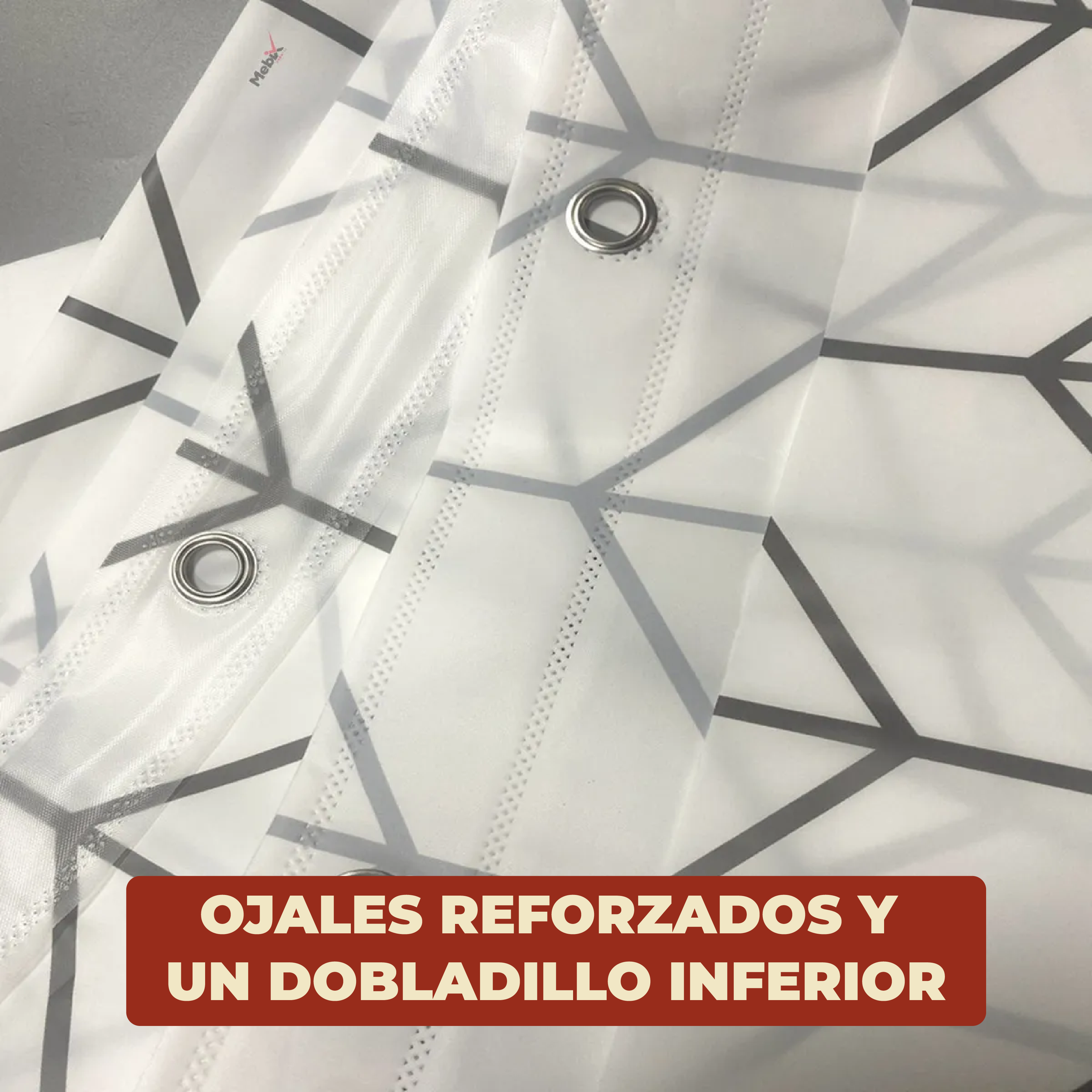 Foto 6 pulgar | Cortina de Baño Impermeable 180 x 200 cm Diseño de Líneas + Ganchos de Acero Inoxidable