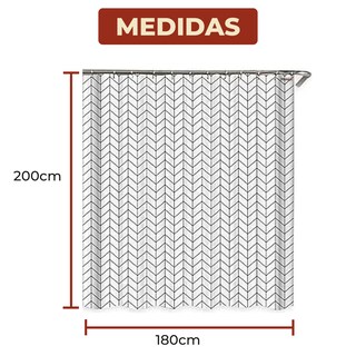Foto 7 | Cortina de Baño Impermeable 180 x 200 cm Diseño de Líneas + Ganchos de Acero Inoxidable