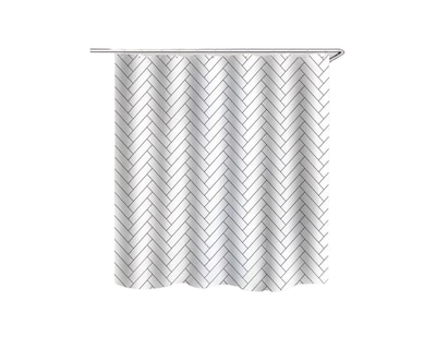 Foto 1 | Cortina de Baño Impermeable 180 x 200 cm Diseño de Líneas + Ganchos de Acero Inoxidable