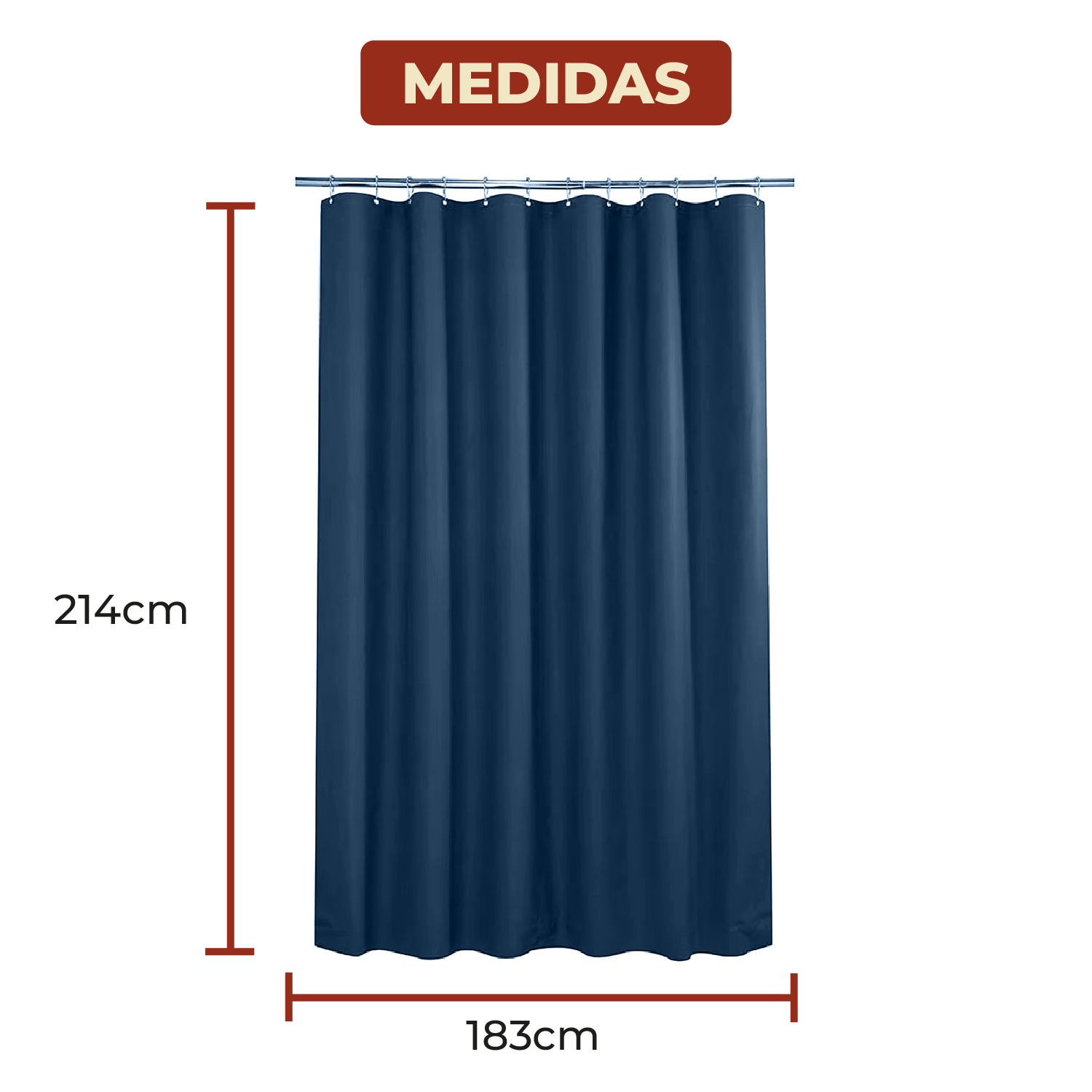 Foto 7 pulgar | Cortina de Baño de Poliéster 214 x 183 cm Azul + Ganchos Acero Inoxidable