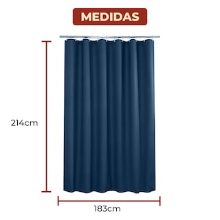 Foto 6 | Cortina de Baño de Poliéster 214 x 183 cm Azul + Ganchos Acero Inoxidable