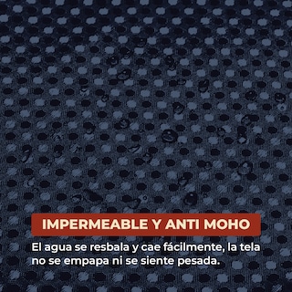 Foto 4 | Cortina de Baño con Tejido de Gofre 200 x 200 cm Azul + Ganchos de Acero Inoxidable