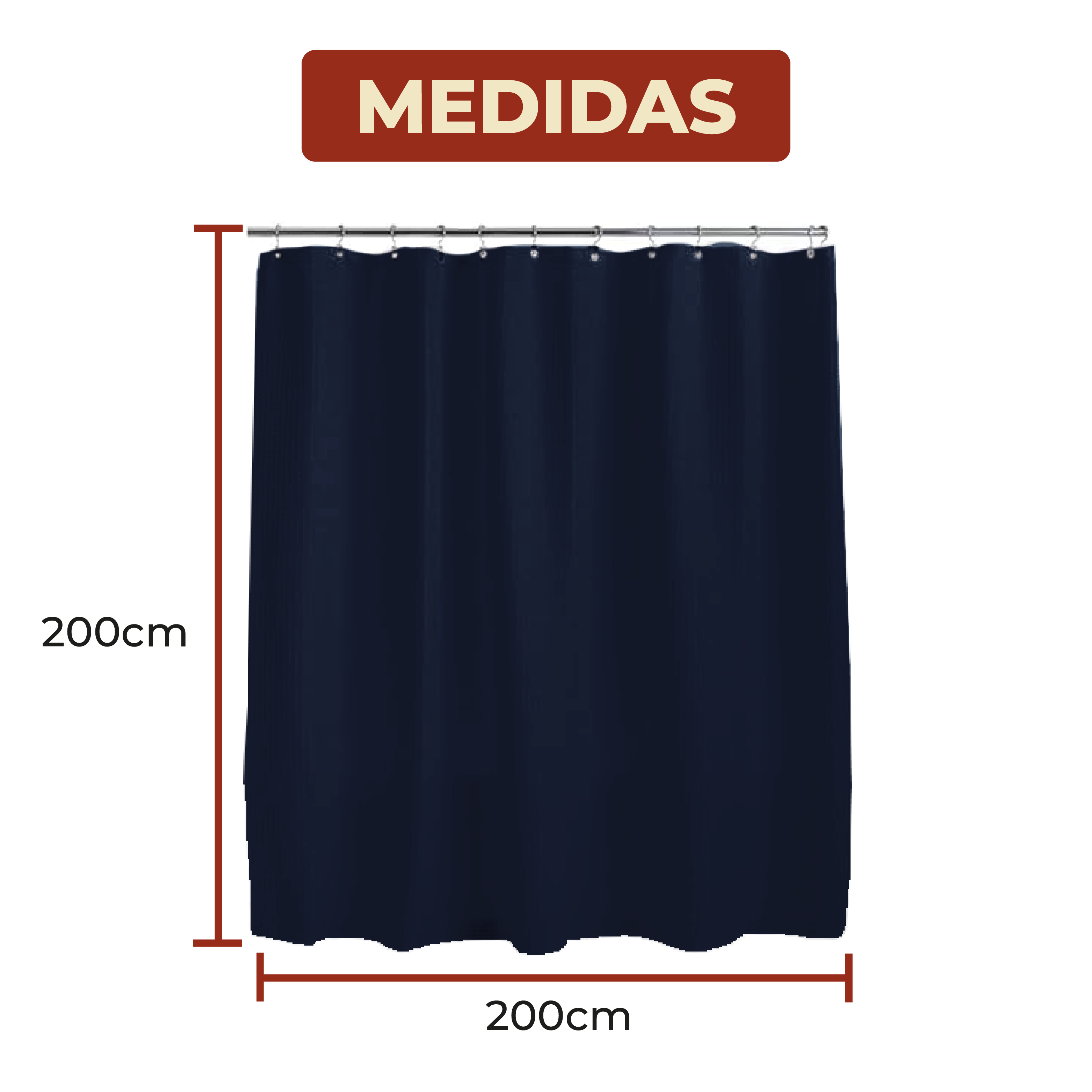 Foto 7 pulgar | Cortina de Baño con Tejido de Gofre 200 x 200 cm Azul + Ganchos de Acero Inoxidable