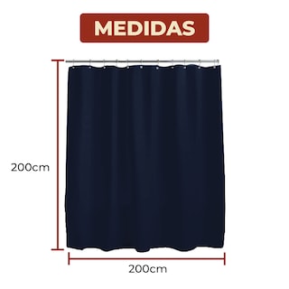 Foto 6 | Cortina de Baño con Tejido de Gofre 200 x 200 cm Azul + Ganchos de Acero Inoxidable