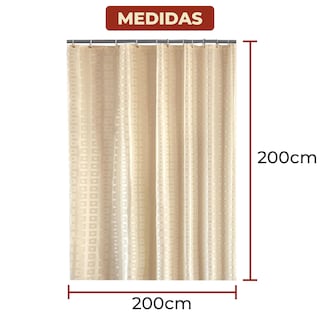 Foto 6 | Cortina De Baño De Tela Impermeable Con Diseño De Cuadros 200 X 200 Cm Color Beige