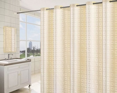 Foto 7 | Cortina De Baño De Tela Impermeable Con Diseño De Cuadros 200 X 200 Cm Color Beige