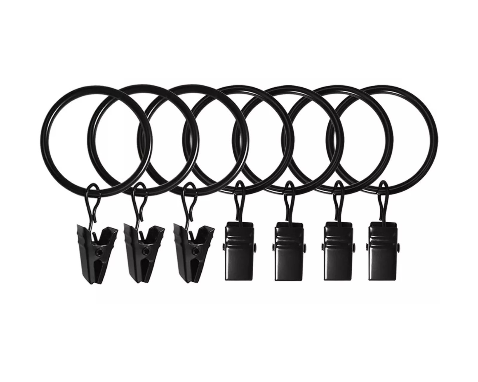 Foto 2 pulgar | Anillos Metálicos de Cortina con Clip Negros 12 Piezas
