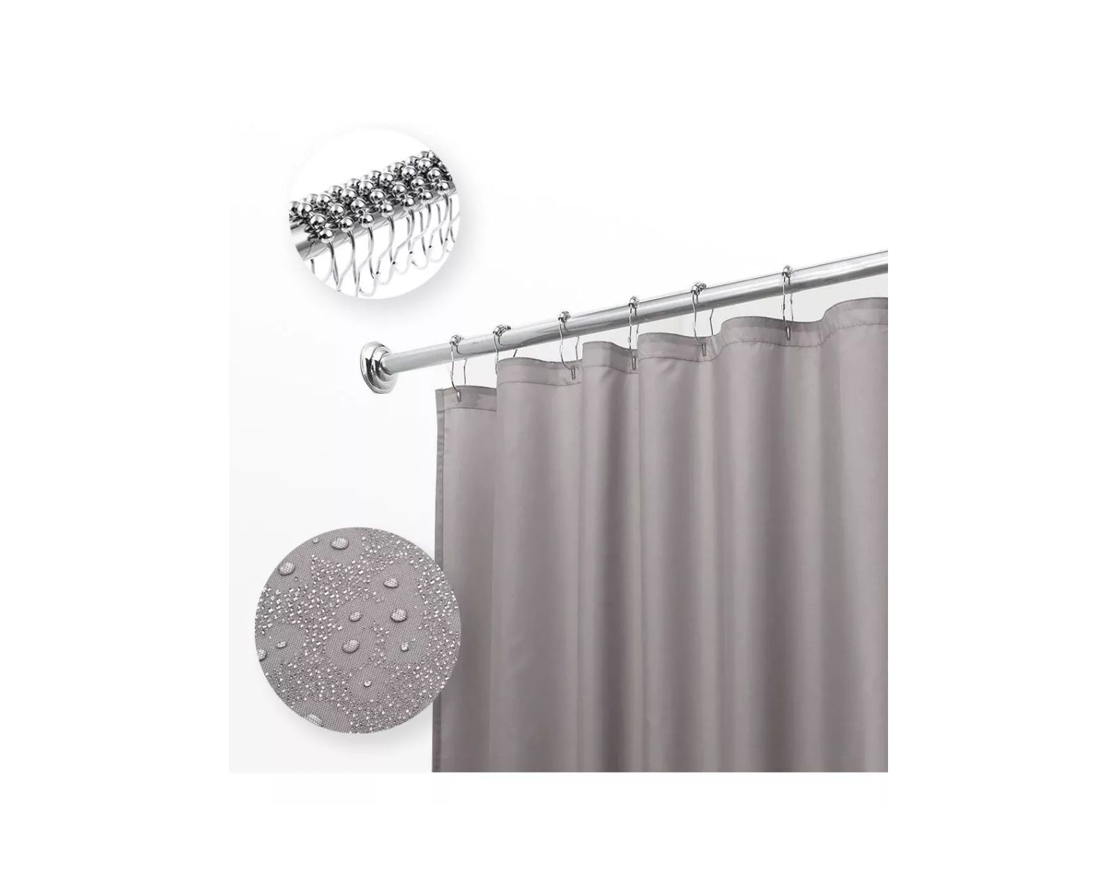 Foto 3 pulgar | Cortina De Baño Poliéster 200x200cm+ganchos Acero Inoxidable