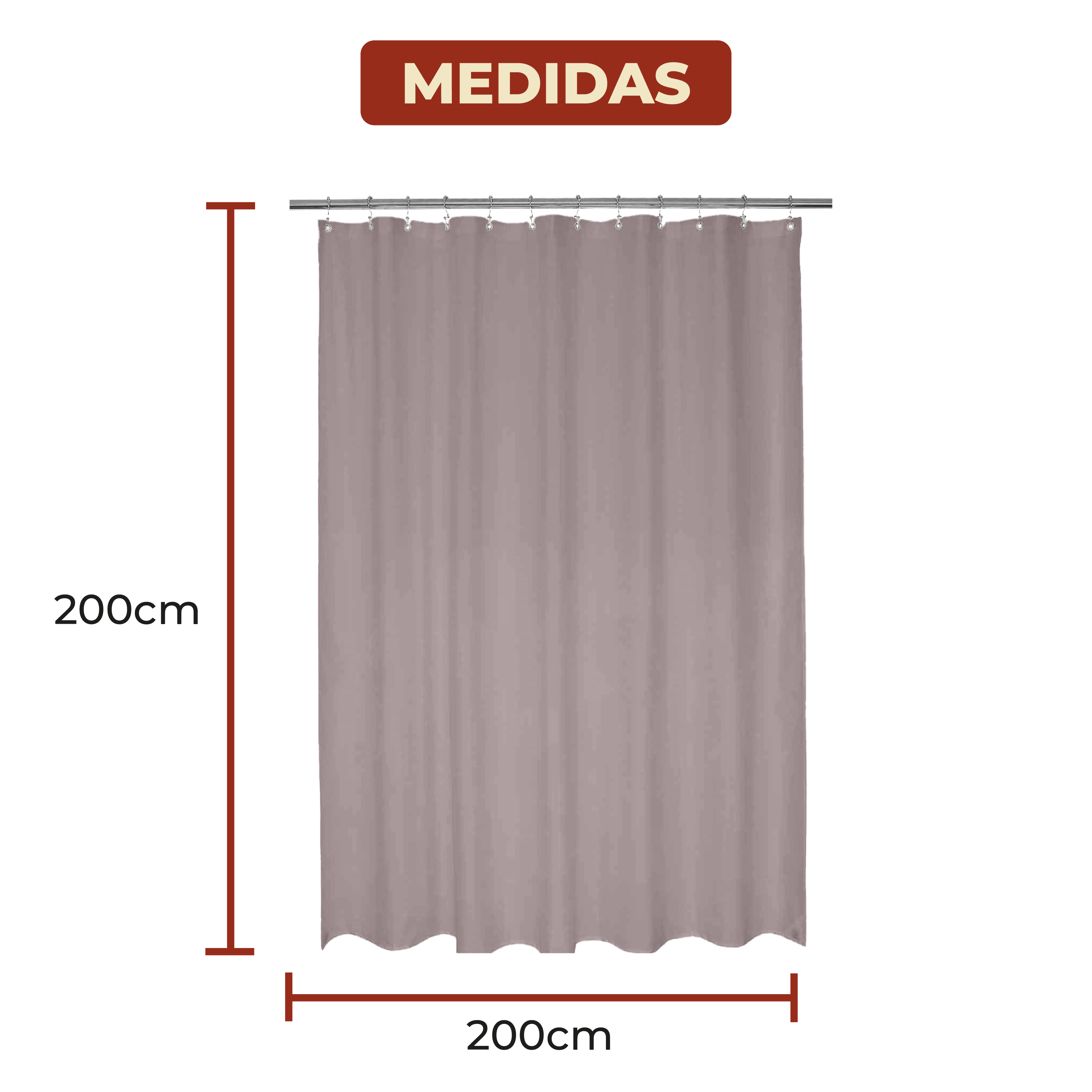 Foto 7 pulgar | Cortina de Baño de Poliéster 200 x 200 cm Grises + Ganchos de Acero Inoxidable
