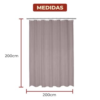 Foto 7 | Cortina De Baño De Poliéster 200 X 200 Cm Color Gris + Ganchos De Acero Inoxidable