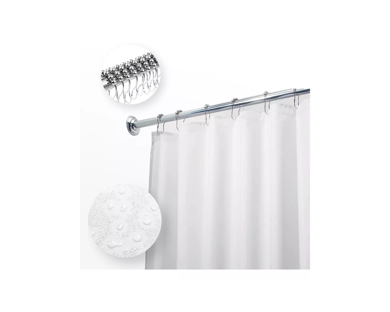 Foto 3 pulgar | Cortina De Baño Poliéster 200x200cm+ganchos Acero Inoxidable