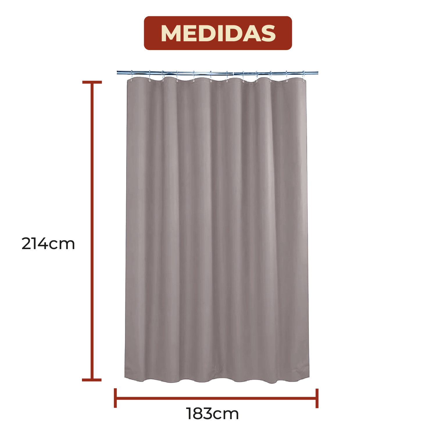 Foto 7 pulgar | Cortina de Baño de Poliéster 214 X 183 Cm Color Gris + Ganchos De Acero Inoxidable