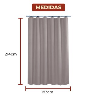 Foto 6 | Cortina de Baño de Poliéster 214 X 183 Cm Color Gris + Ganchos De Acero Inoxidable