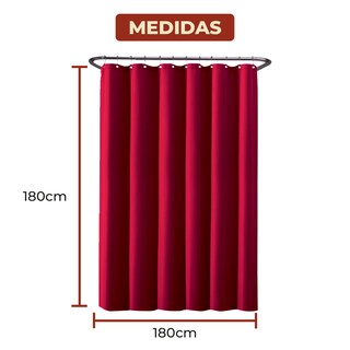 Foto 8 | Cortina de Baño de Poliéster 180 x 180 cm Vino + Ganchos Acero Inoxidable