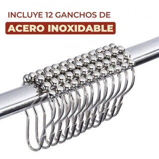 Foto 5 | Cortina de Baño Poliéster 214 x 183 cm + Ganchos de Acero Inoxidable