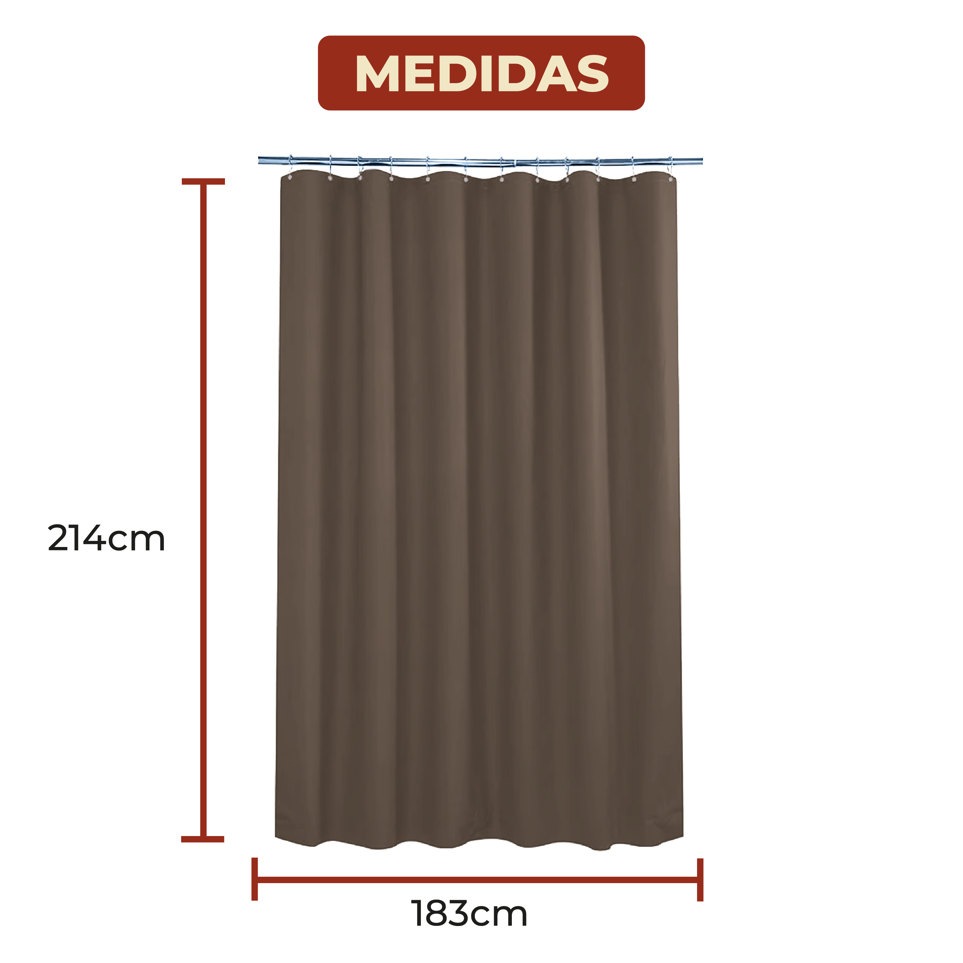 Foto 6 | Cortina de Baño Poliéster 214 x 183 cm + Ganchos de Acero Inoxidable