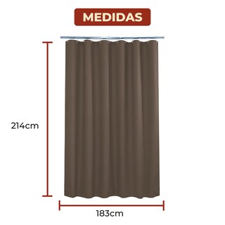 Foto 7 | Cortina De Baño De Poliéster 214 X 183 Cm Color Café + Ganchos De Acero Inoxidable