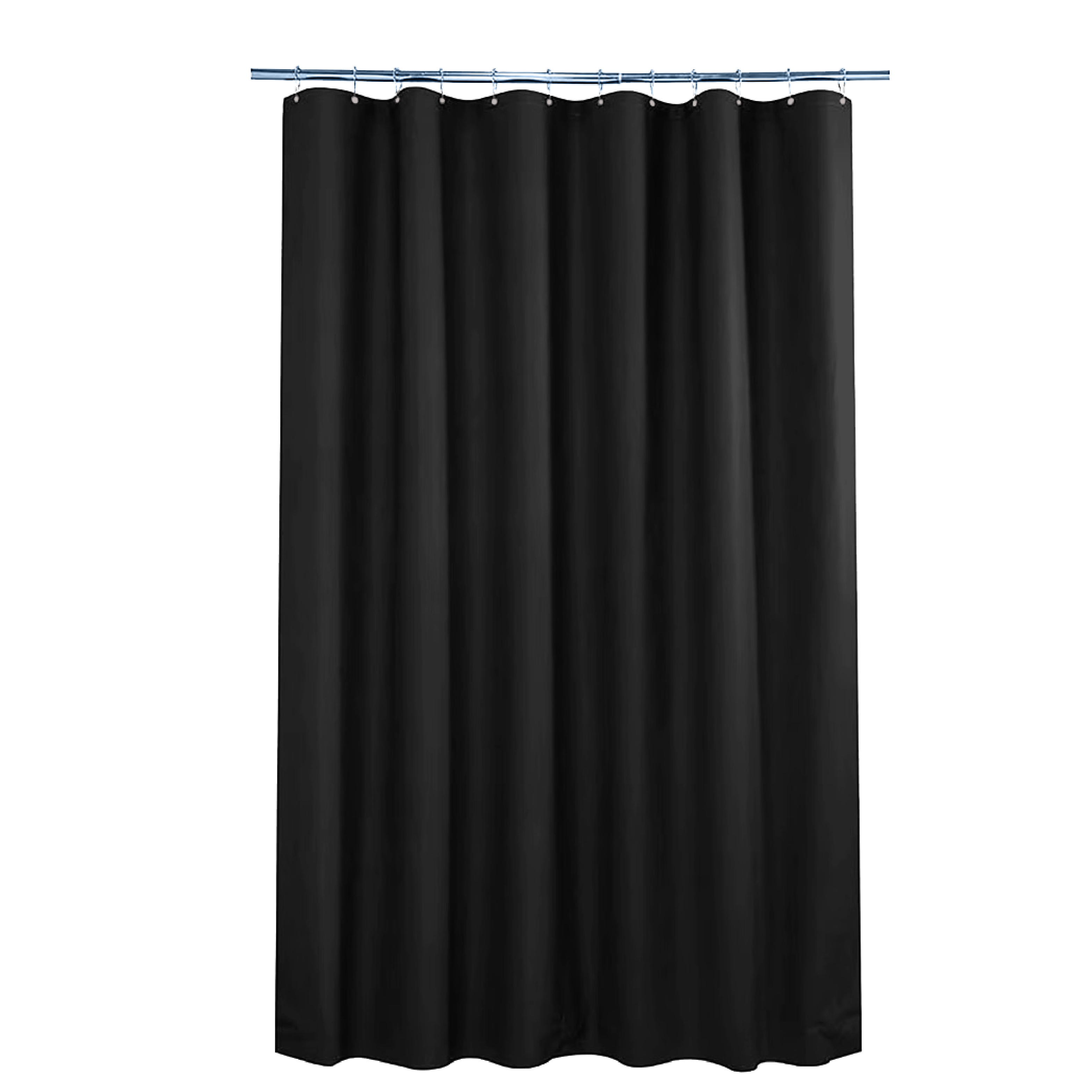 Cortina de Baño de Poliéster 214 x 183 cm Negro + Ganchos Acero Inoxidable
