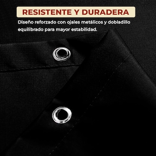 Foto 3 | Cortina de Baño de Poliéster 214 x 183 cm Negro + Ganchos Acero Inoxidable