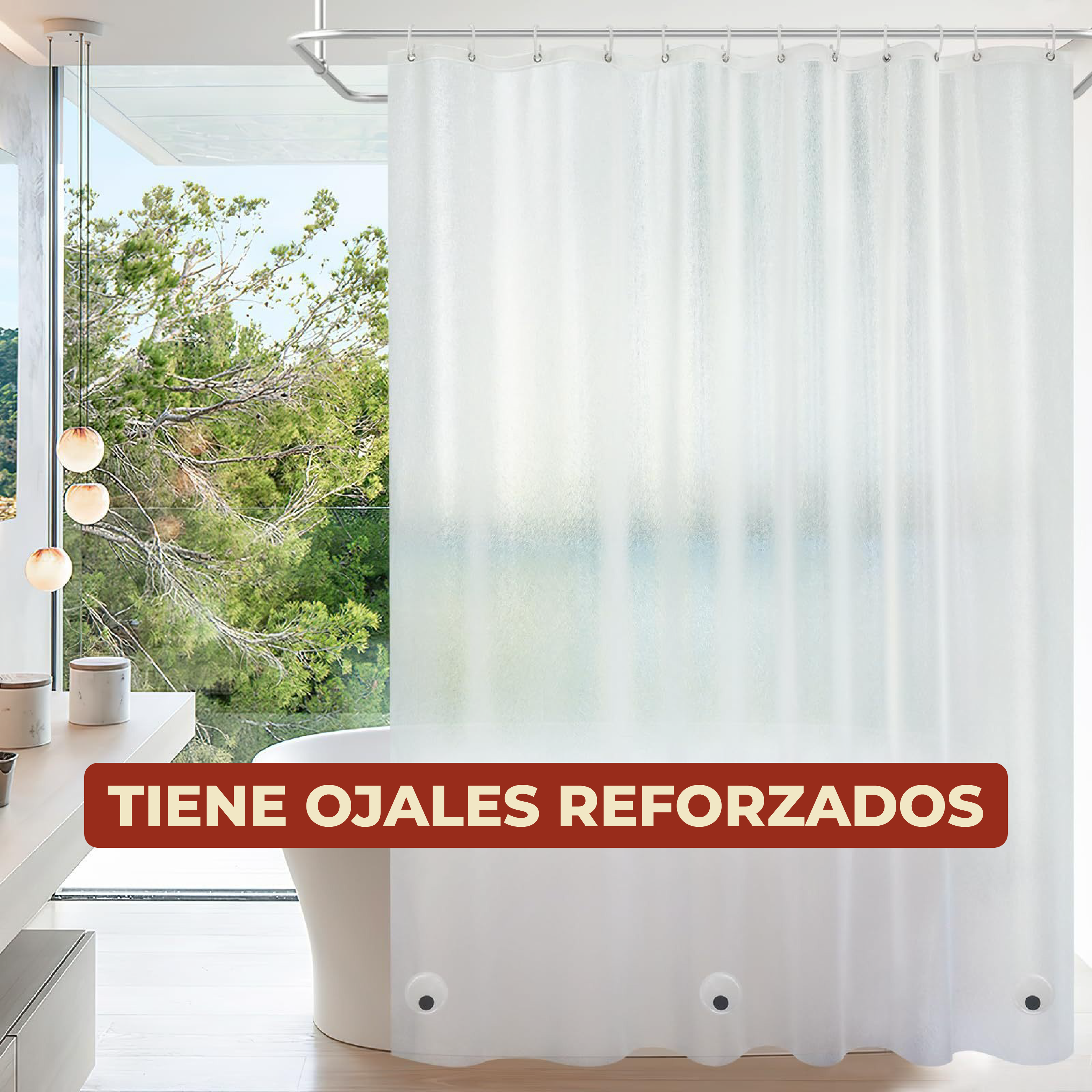 Foto 5 pulgar | Cortina De Baño De Vinil Impermeable 137 X 198 Cm Transparente