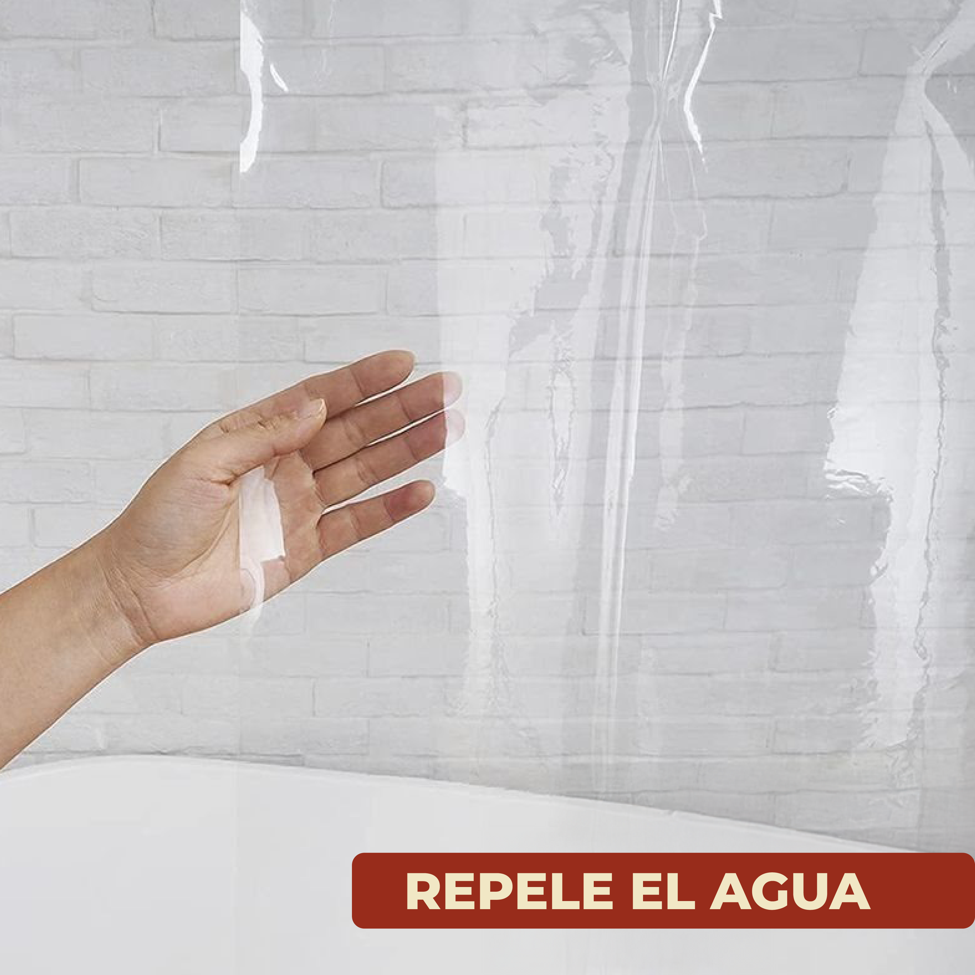 Foto 7 pulgar | Cortina De Baño De Vinil Impermeable 137 X 198 Cm Transparente