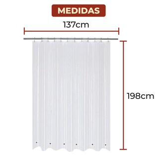 Foto 7 | Cortina De Baño De Vinil Impermeable 137 X 198 Cm Transparente