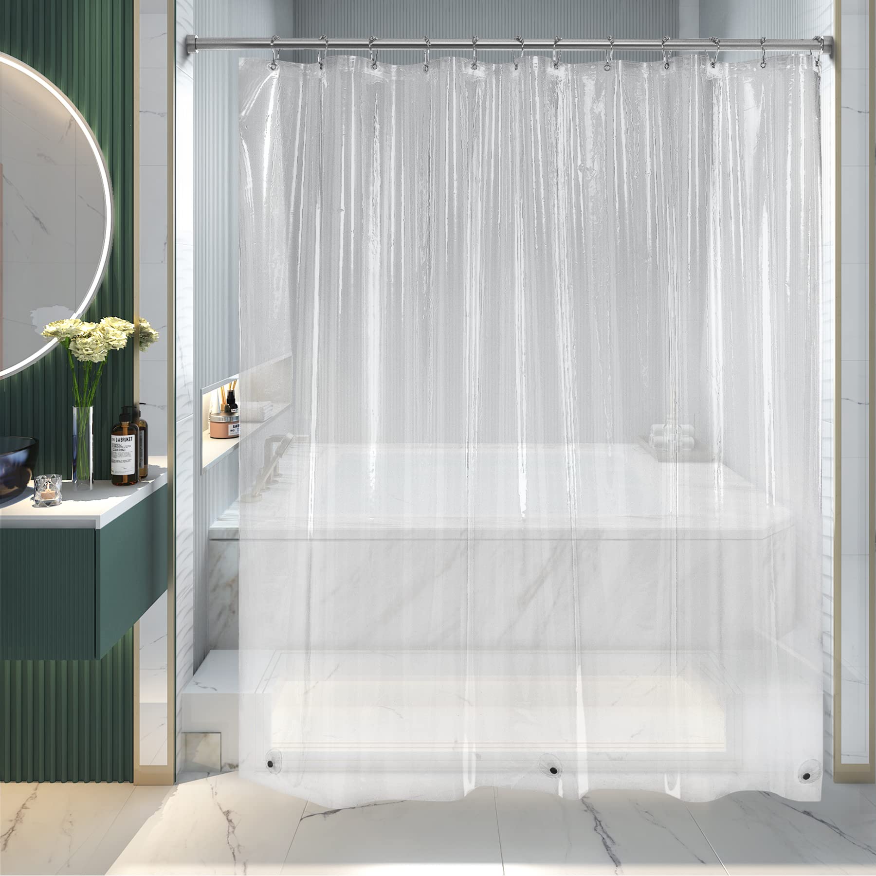 Foto 8 pulgar | Forro De Cortina De Ducha Amazerbath 180 X 180 Cm, Peva Transparente - Venta Internacional.
