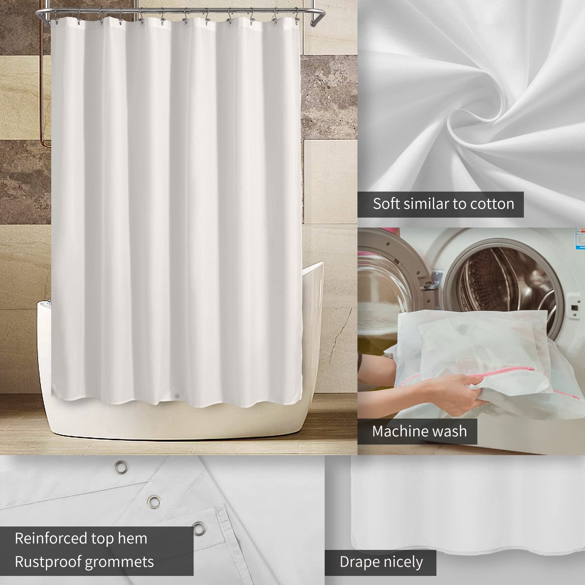Foto 4 pulgar | Forro de Cortina de Ducha Alyvia Spring Impermeable 180 x 180 cm Blanco - Venta Internacional