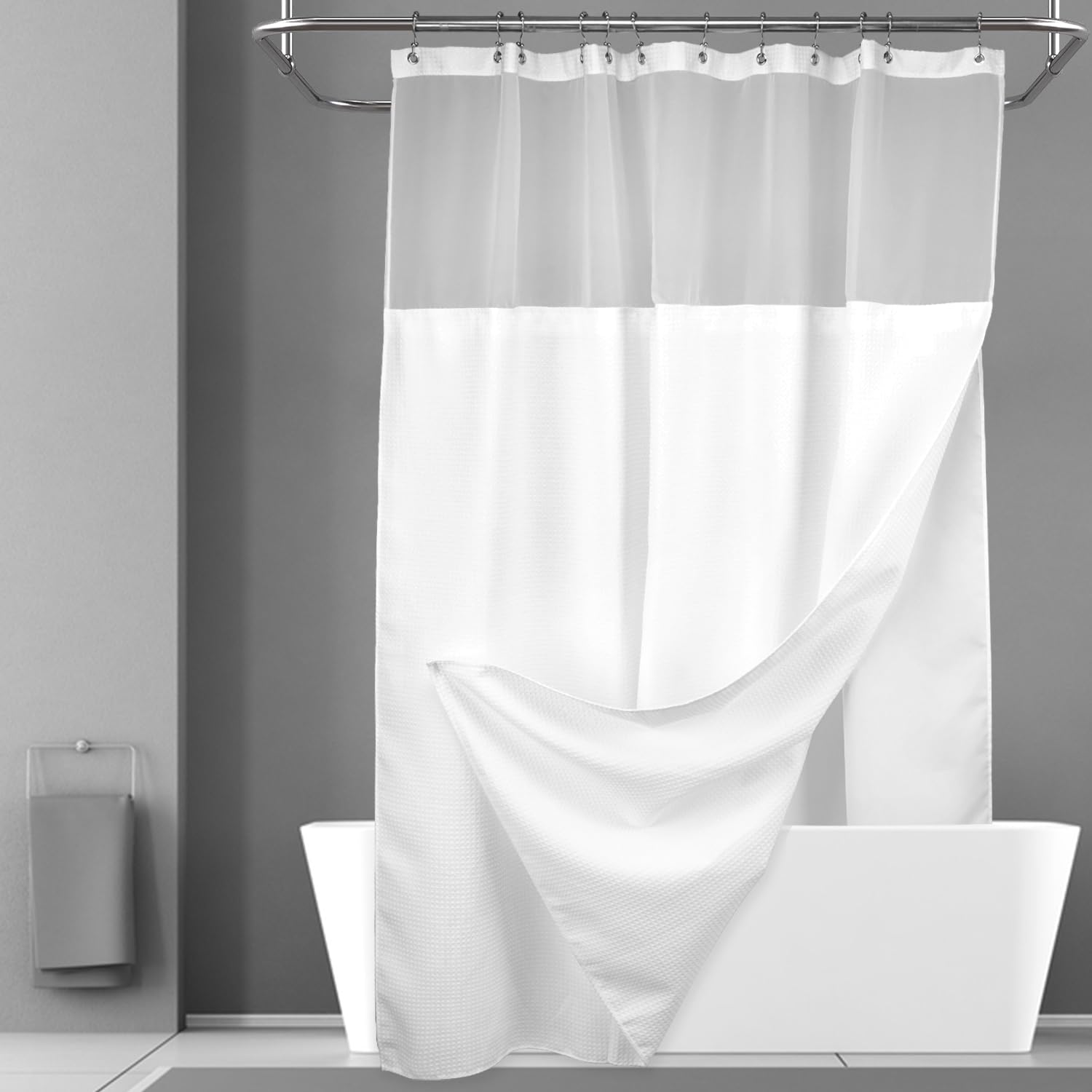 Foto 2 pulgar | Juego de Cortinas de Ducha N&Y Home Waffle Weave 180 x 180 cm Blancas - Venta Internacional