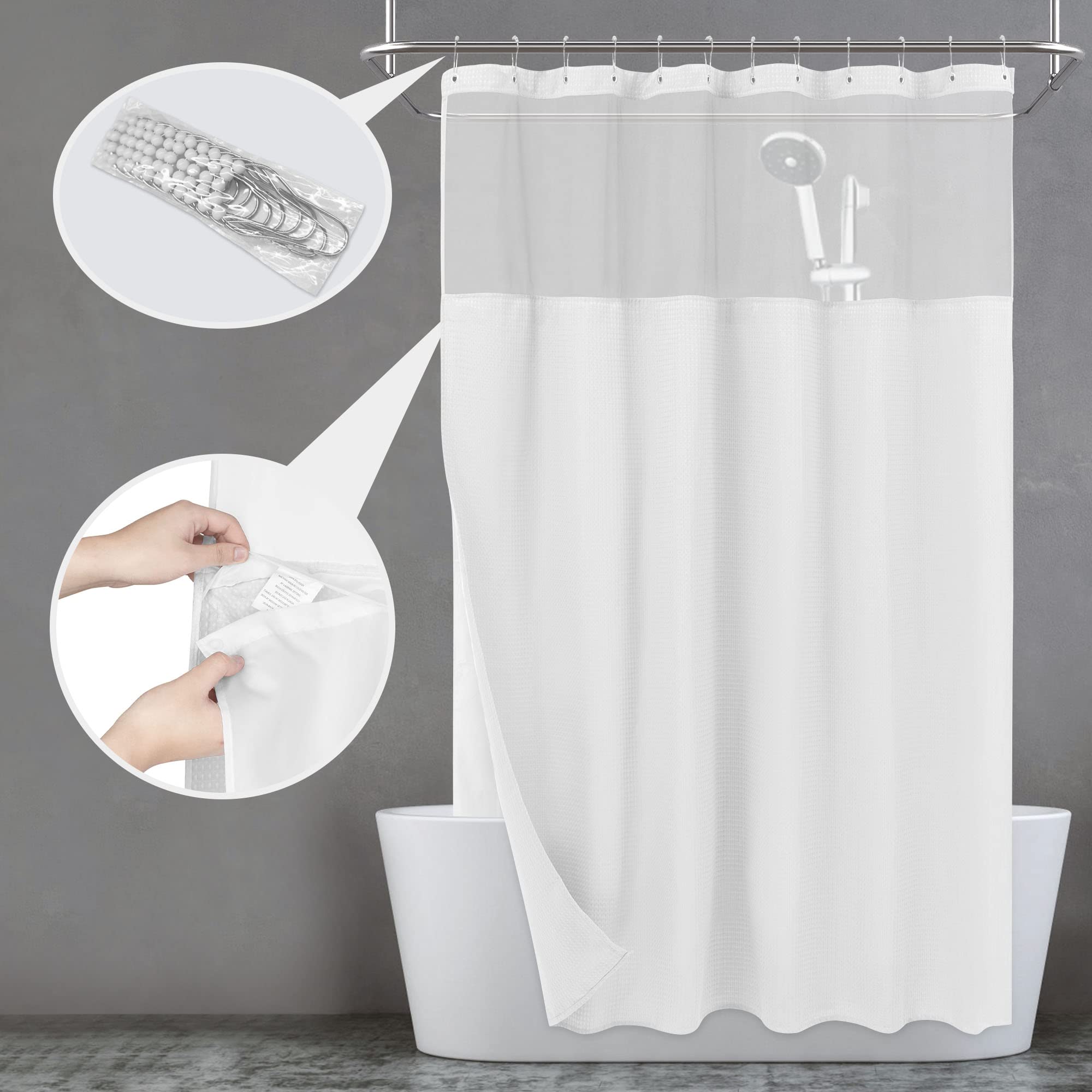 Foto 5 pulgar | Juego de Cortinas de Ducha N&Y Home Waffle Weave 180 x 180 cm Blancas - Venta Internacional