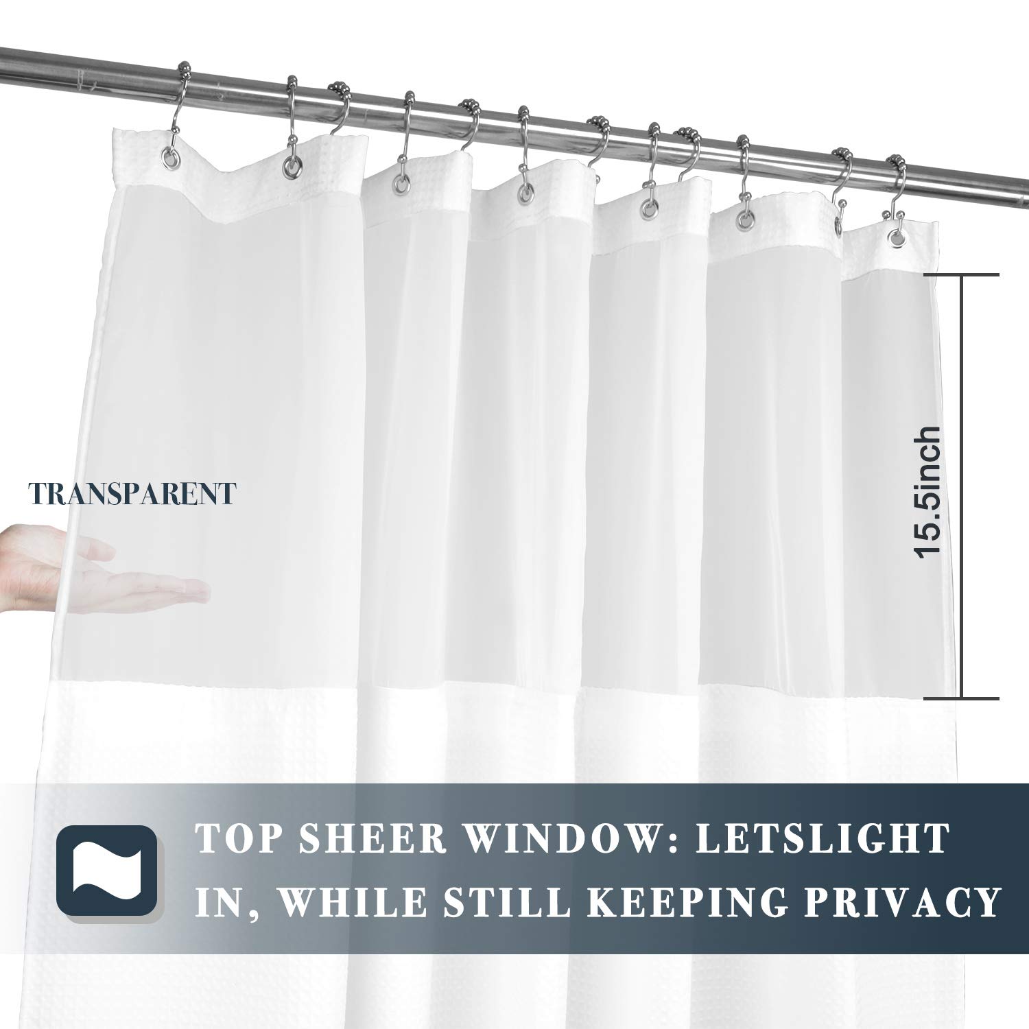 Foto 6 pulgar | Juego de Cortinas de Ducha N&Y Home Waffle Weave 180 x 180 cm Blancas - Venta Internacional