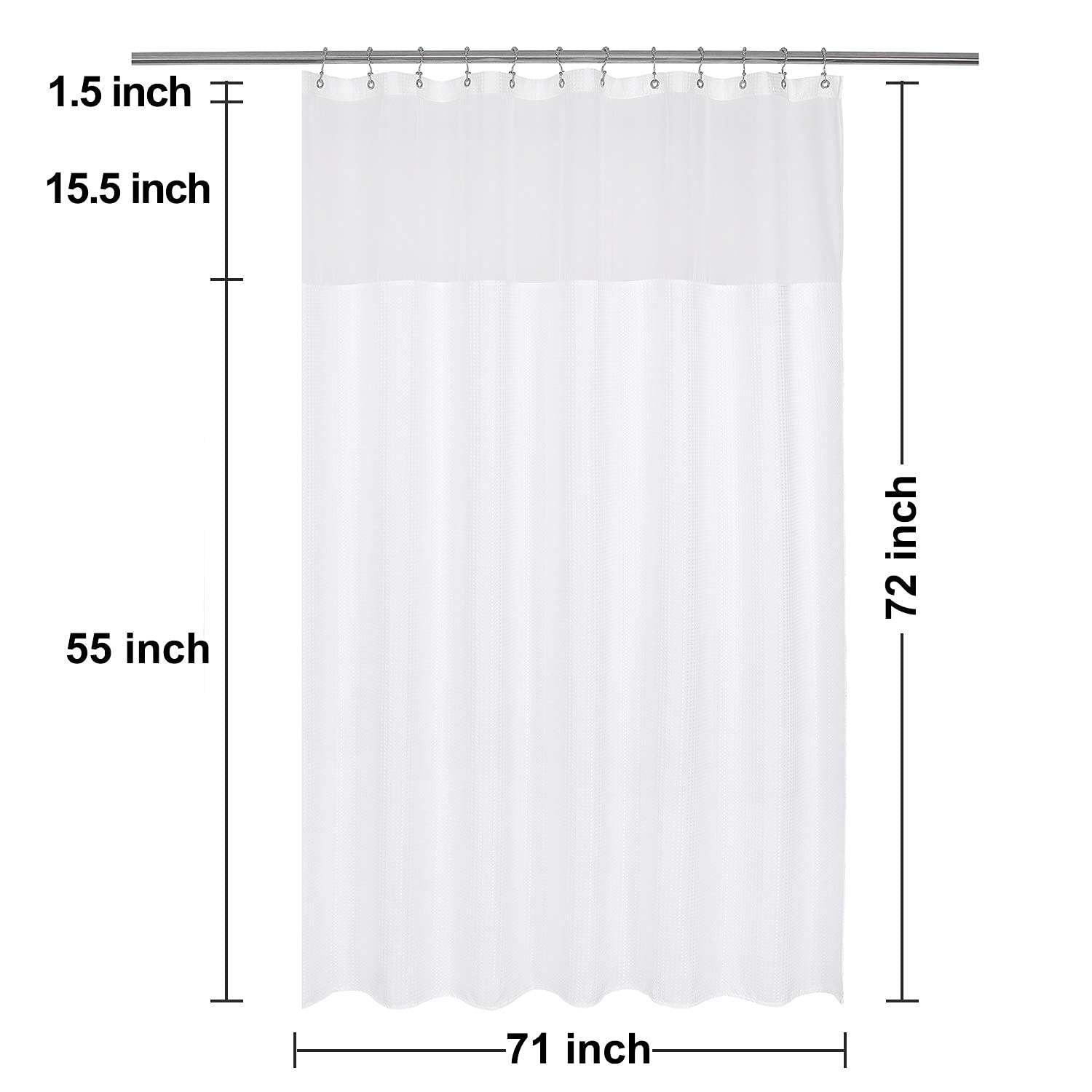 Foto 7 pulgar | Juego de Cortinas de Ducha N&Y Home Waffle Weave 180 x 180 cm Blancas - Venta Internacional