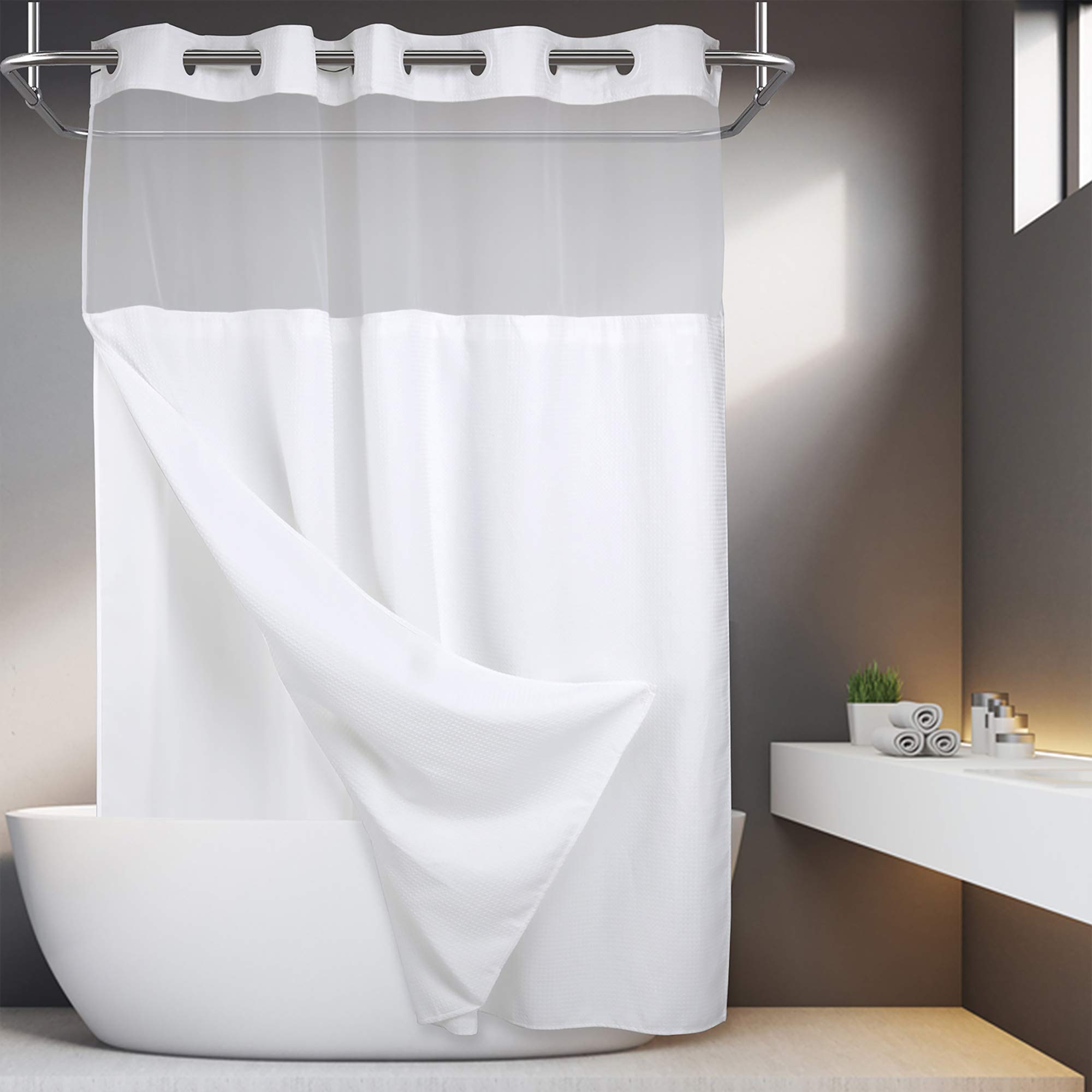 Foto 1 | Cortina de Ducha River Dream Blanca sin Ganchos 180 x 188 cm con Forro - Venta Internacional