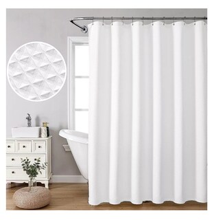 Foto 5 | Cortina De Baño De Tela 180 Cm X 180 Cm Impermeable Blanco