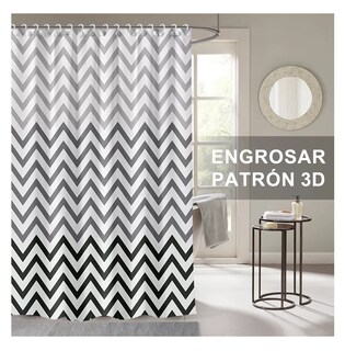 Foto 3 | Cortinas De Baño Impermeable Antimoho Poliester, 12 Ganchos Enrejado