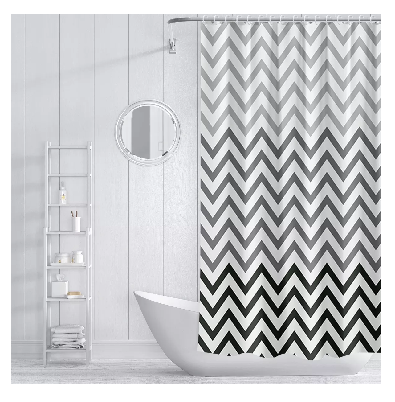 Foto 4 | Cortinas De Baño Impermeable Antimoho Poliester, 12 Ganchos Enrejado