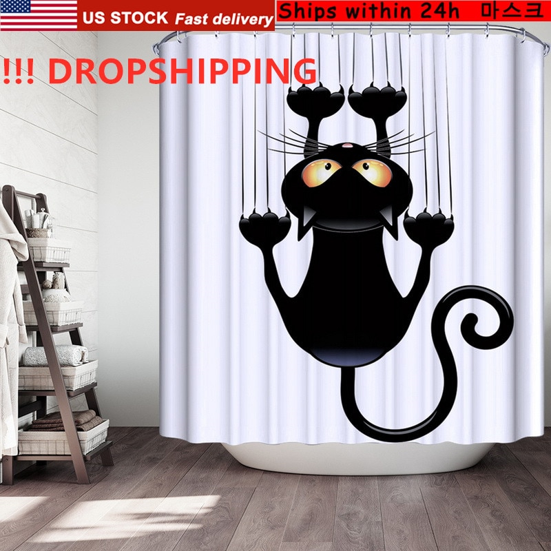 Foto 4 pulgar | Cortina De Ducha Para Gatos, Bañera, Tela Impermeable Para Baño - Venta Internacional.