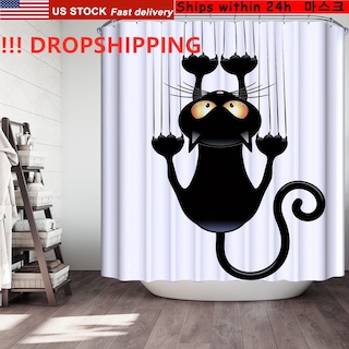Foto 3 | Cortina De Ducha Para Gatos, Bañera, Tela Impermeable Para Baño - Venta Internacional.