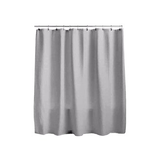 Foto 1 | Cortina de Baño con Tejido de Gofre 200 x 200 cm Gris + Ganchos Acero Inoxidable
