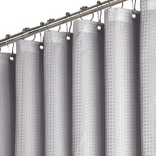 Foto 2 | Cortina de Baño con Tejido de Gofre 200 x 200 cm Gris + Ganchos Acero Inoxidable