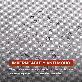 Foto 3 | Cortina de Baño con Tejido de Gofre 200 x 200 cm Gris + Ganchos Acero Inoxidable