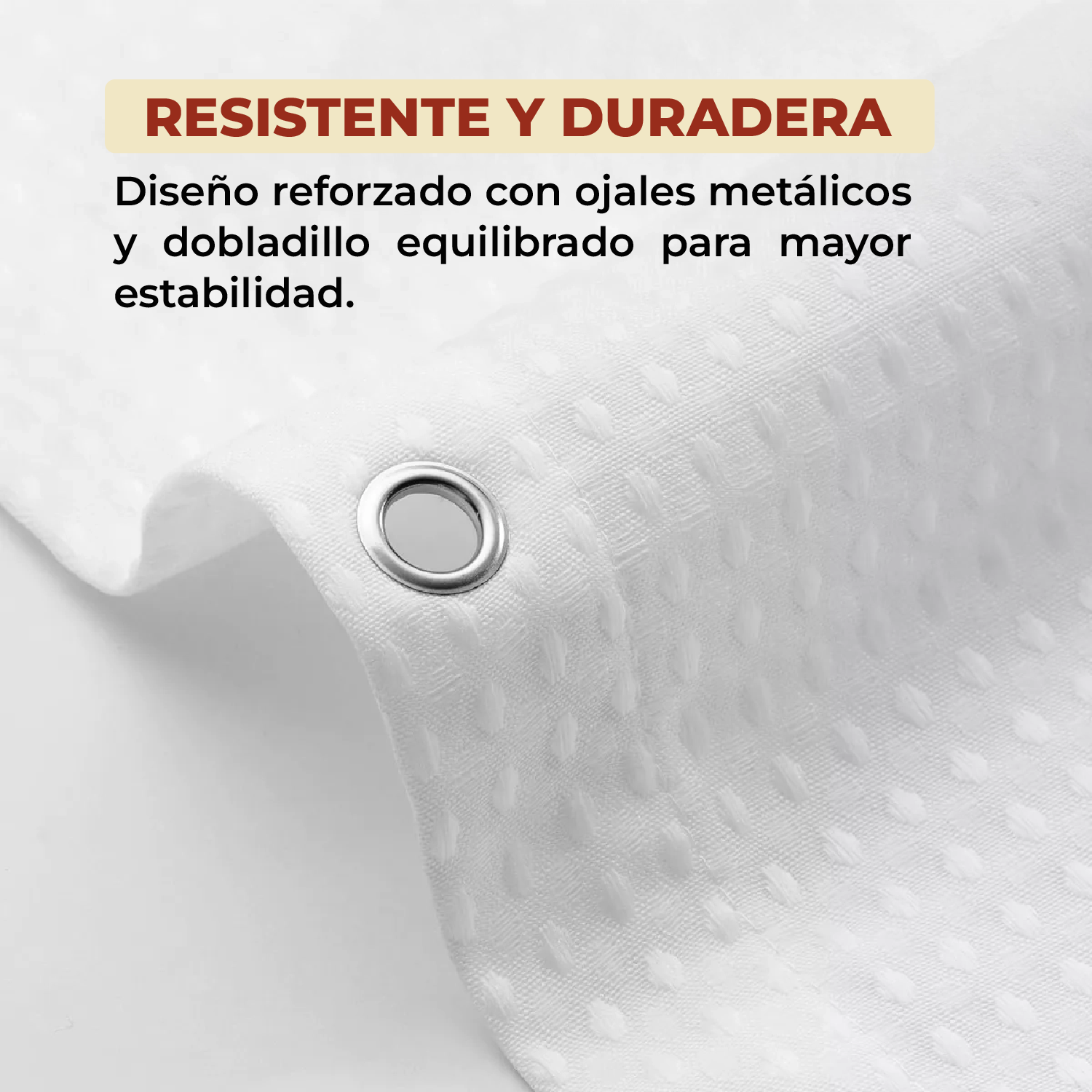 Foto 4 pulgar | Cortina de Baño con Tejido de Gofre 200 X 200 cm Blanco + Ganchos Acero Inoxidable